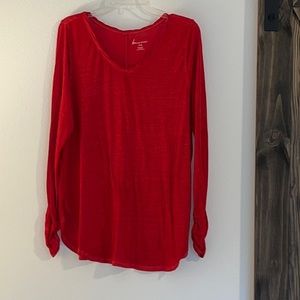 Lane Bryant 14/16 v-neck light weight red top long sleeve